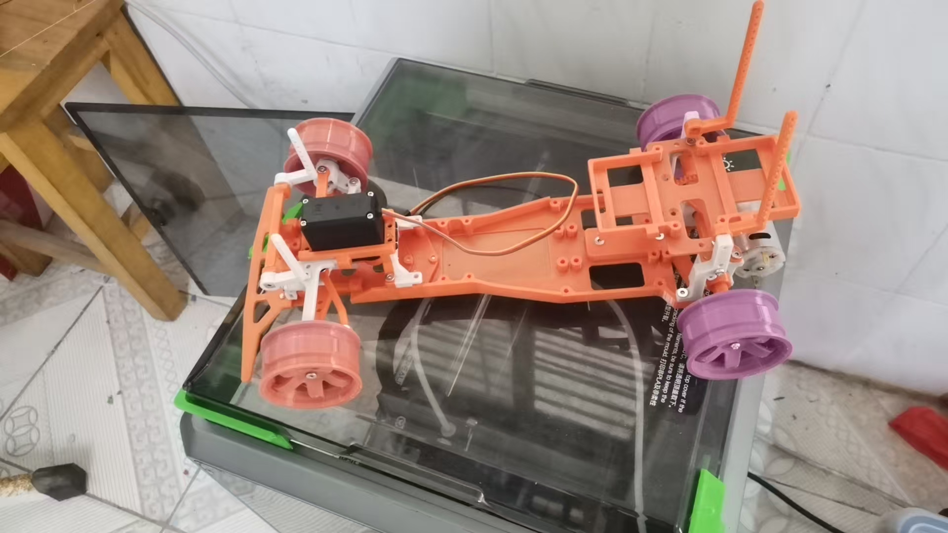 开源：3D打印1/10迷你漂移底盘mg996舵机370电机制作方法 RDD1  v0.3