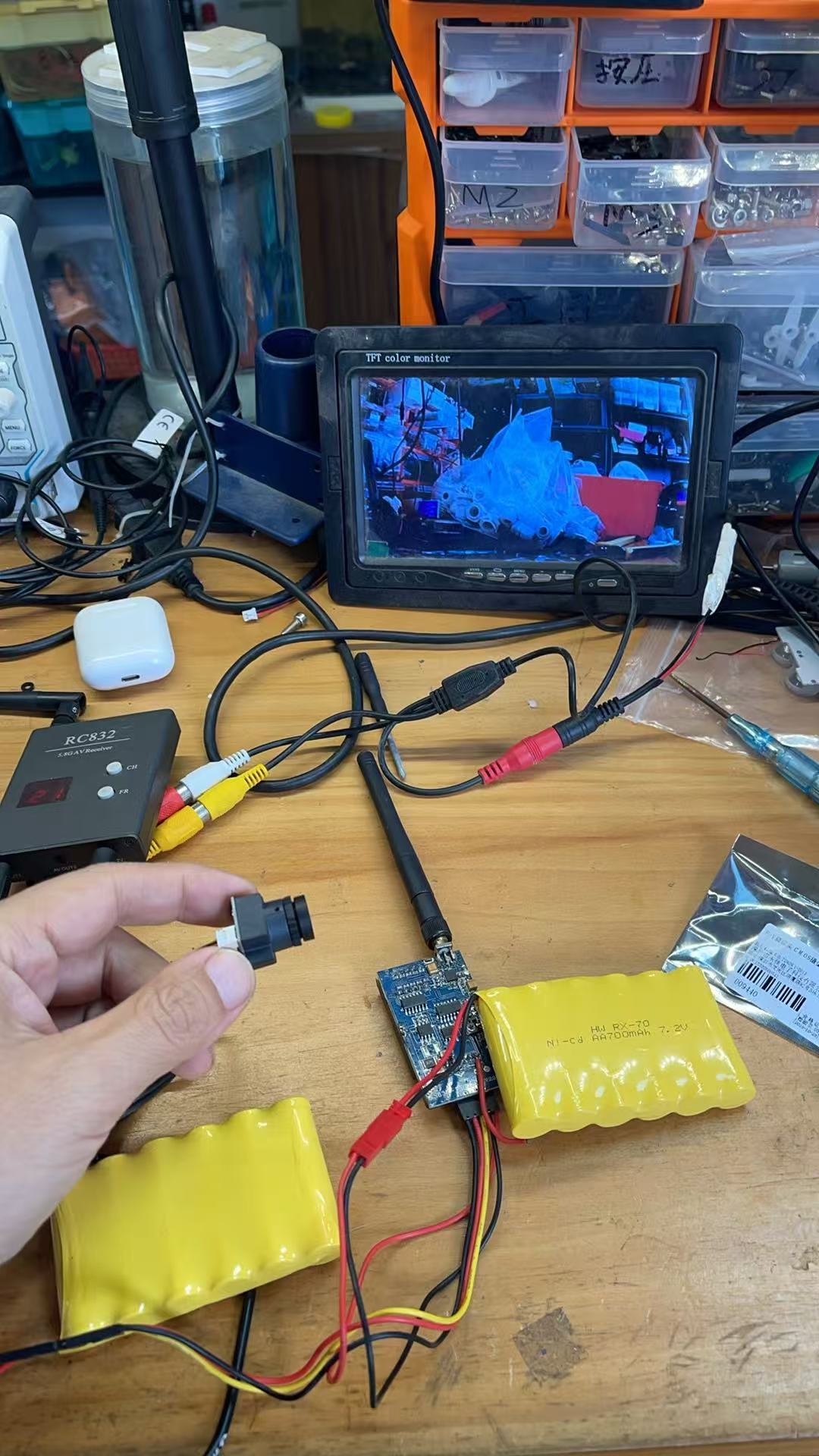 5.8G图传 FPV 无线图传发射接收 TS832 RC832连接显示器摄像头使用方法